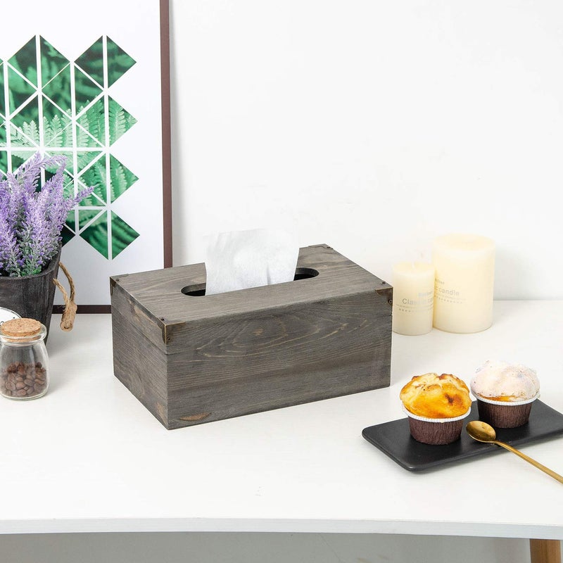 VERGOODR Distressed Wooden Rustic Facial Tissue Box Holder Tissue Box Cover Napkin Dispenser for Bathroom Living Room Dining Room Bedroom Toilet (Grey) - Image 5